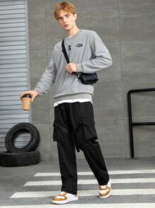 Manfinity EMRG Men Flap Pocket Side Cargo Pants - Black - View 5