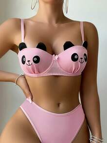 Cartoon Graphic Cartoon Graphic Underwire Bralette - Pink - View 5