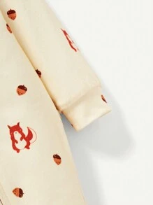 Cozy Pixies Baby Boy Squirrel Graphic Zip Up Jumpsuit - White - View 4