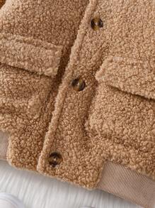 Baby Girl Flap Pocket Teddy Coat