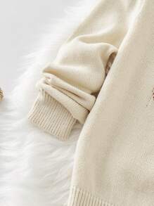 SHEIN Tween Girl Bear Pattern Sweater - Apricot - View 4