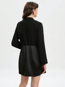 Aveloria Double Breasted Lapel Neck Dress Fall Cloth For Women - Black - View 3