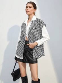 BizChic 千鳥格印花雙排釦外套馬甲 - 彩色 - 查看 1