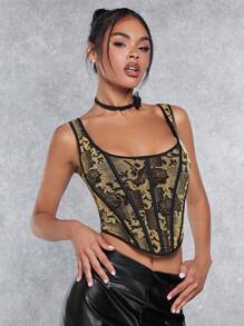 SHEIN BAE Floral Print Asymmetrical Hem Top - Multicolor - View 3