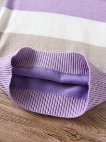 SHEIN Baby Girl Colorblock Sweater & Knit Pants - Purple - View 4