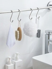 Madebyblanc 1入組門上抽屜櫥櫃鉤,不銹鋼雙S形鉤支架衣架 - 銀色 - 查看 4