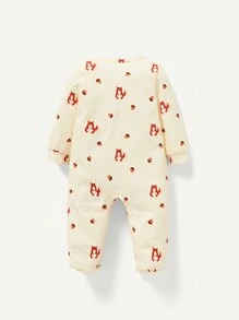 Cozy Pixies Baby Boy Squirrel Graphic Zip Up Jumpsuit - White - View 2