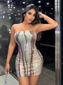 SHEIN SXY 亮片筒身緊身裙 - 彩色 - 查看 2