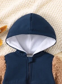 Baby Boy Two Tone Hooded Teddy Coat - Multicolor - View 3