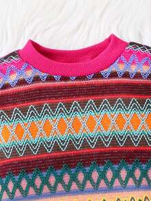 Baby Girl Geo Print Sweatshirt - Hot Pink - View 6