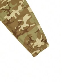 Manfinity Homme Nam Camo In Túi có nắp Eo dây rút Quần Cargo - Màu Khaki - Xem 6