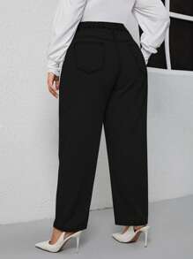 SHEIN Frenchy 大碼高腰直筒牛仔褲 - 黑色 - 查看 2