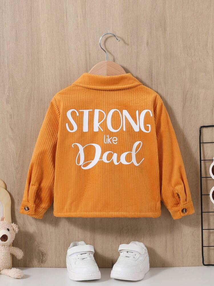 Baby Boy Letter Graphic Button Front Thermal Top