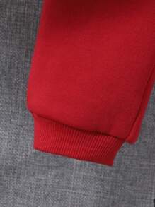 SHEIN Baby Boy Slogan Graphic Thermal Lined Hoodie & Sweatpants - Burgundy - View 5