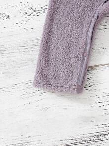 Baby Boy 3D Ear Design Hooded Teddy Jumpsuit - Dark Grey - View 4