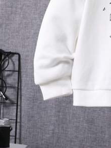 SHEIN 男嬰標語圖案衛衣和衛褲 - 藍白色 - 查看 3