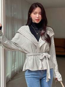 DAZY Chaqueta con capucha y cinturón de hombros caídos, ropa de otoño