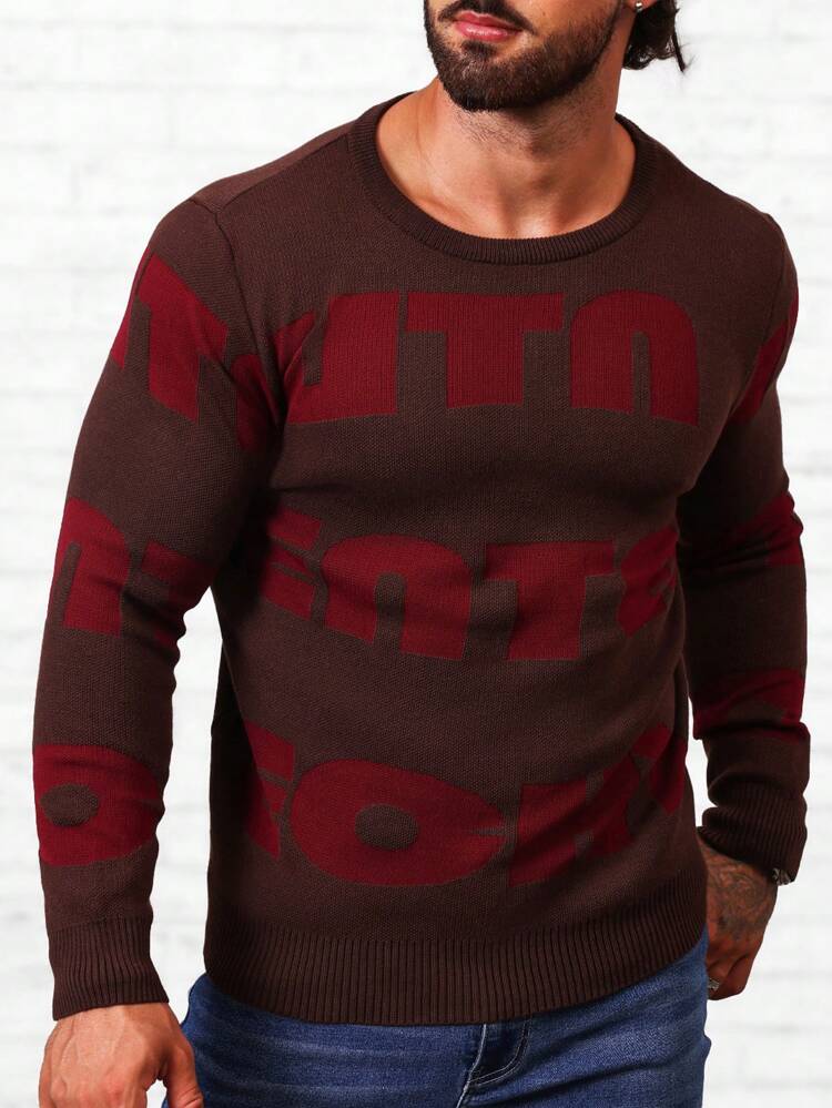 Men Letter Pattern Sweater