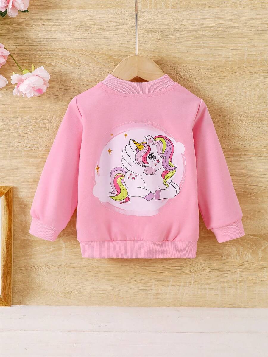 Áo khoác in hình kỳ lân cho bé gái - Hồng - Xem 1