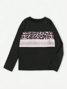 SHEIN LUNE 豹紋撞色亮片T恤 - 彩色 - 查看 3