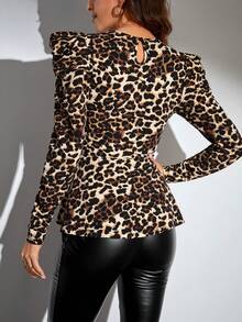 SHEIN Tall 豹紋印花羊腿袖T恤 - 彩色 - 查看 2