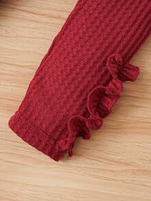 Baby Girl Ruffle Trim Tee & Leggings - Burgundy - View 6