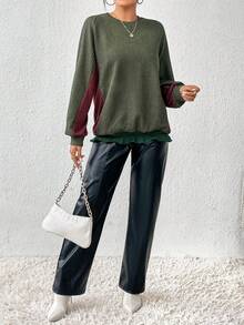 SHEIN Essnce 雙色插肩袖運動衫 - 彩色 - 查看 3