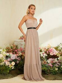 Xù Hoa Sen Long lanh Đầm vũ hội - Hồng - Xem 4