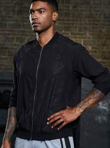 Manfinity Sport Corelite Chaqueta bomber con cremallera y estampado de camuflaje para hombres, chaqueta deportiva para entrenamiento - Negro - Ver 6