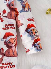 Fille Bébé Combinaison Imprimé Noël À Capuche