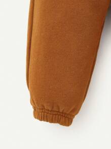 Cozy Pixies 男嬰半拉鏈衛衣和衛褲 - 棕色 - 查看 6