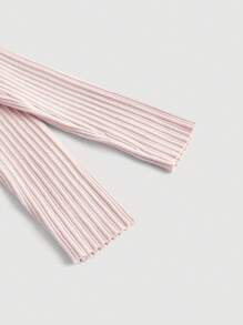 SHEIN MOD Plus Frill Trim Ribbed Knit Sweater - Pink - View 4