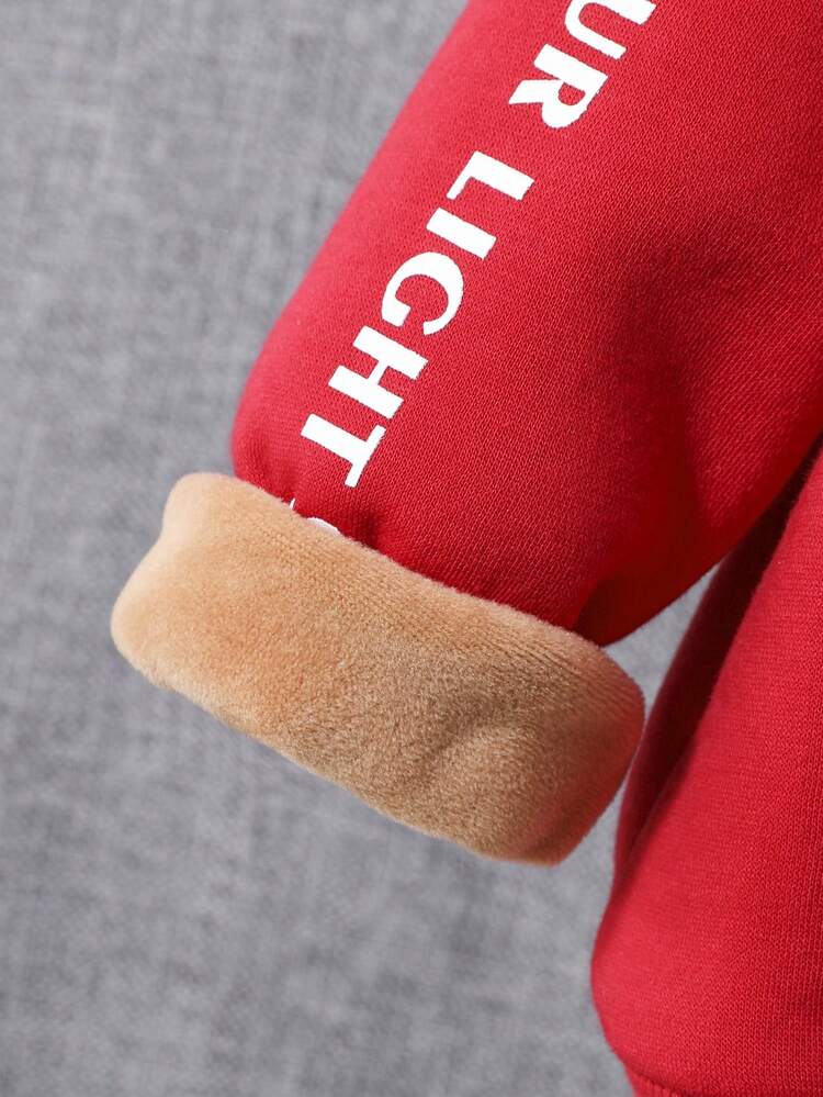 Baby Boy Slogan Graphic Thermal Lined Hoodie & Sweatpants