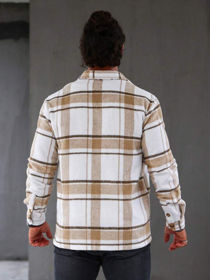 Manfinity Hypemode Men Plaid Print Pocket Patched Overcoat Without Hoodie |  SHEIN