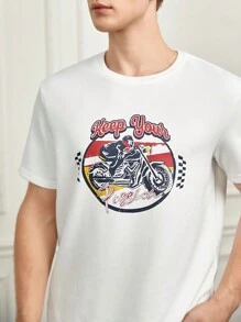 Manfinity Hypemode Men Cartoon Graphic Tee & Pants - White - View 6