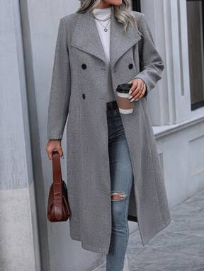 Pariaura Abrigo espina de pescado de doble botonadura