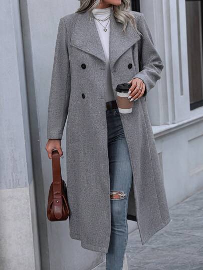 Pariaura Herringbone Double Breasted Overcoat Fall Winter Cloth For Women