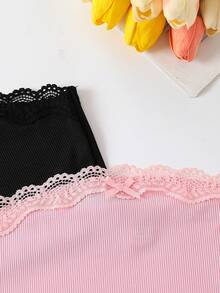 青少年女孩2入組蕾絲拼接文胸 - 彩色 - 查看 3