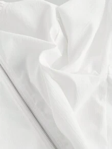 SHEIN MOD Bow Front Ruffle Trim Puff Sleeve Blouse - White - View 4