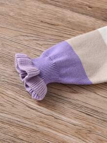 SHEIN Baby Girl Colorblock Sweater & Knit Pants - Purple - View 5