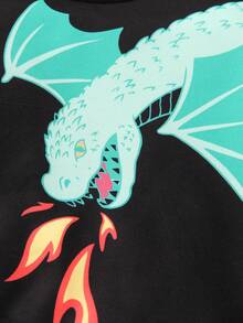 Young Boy Dragon Print Sweatshirt & Sweatpants - Black - View 7