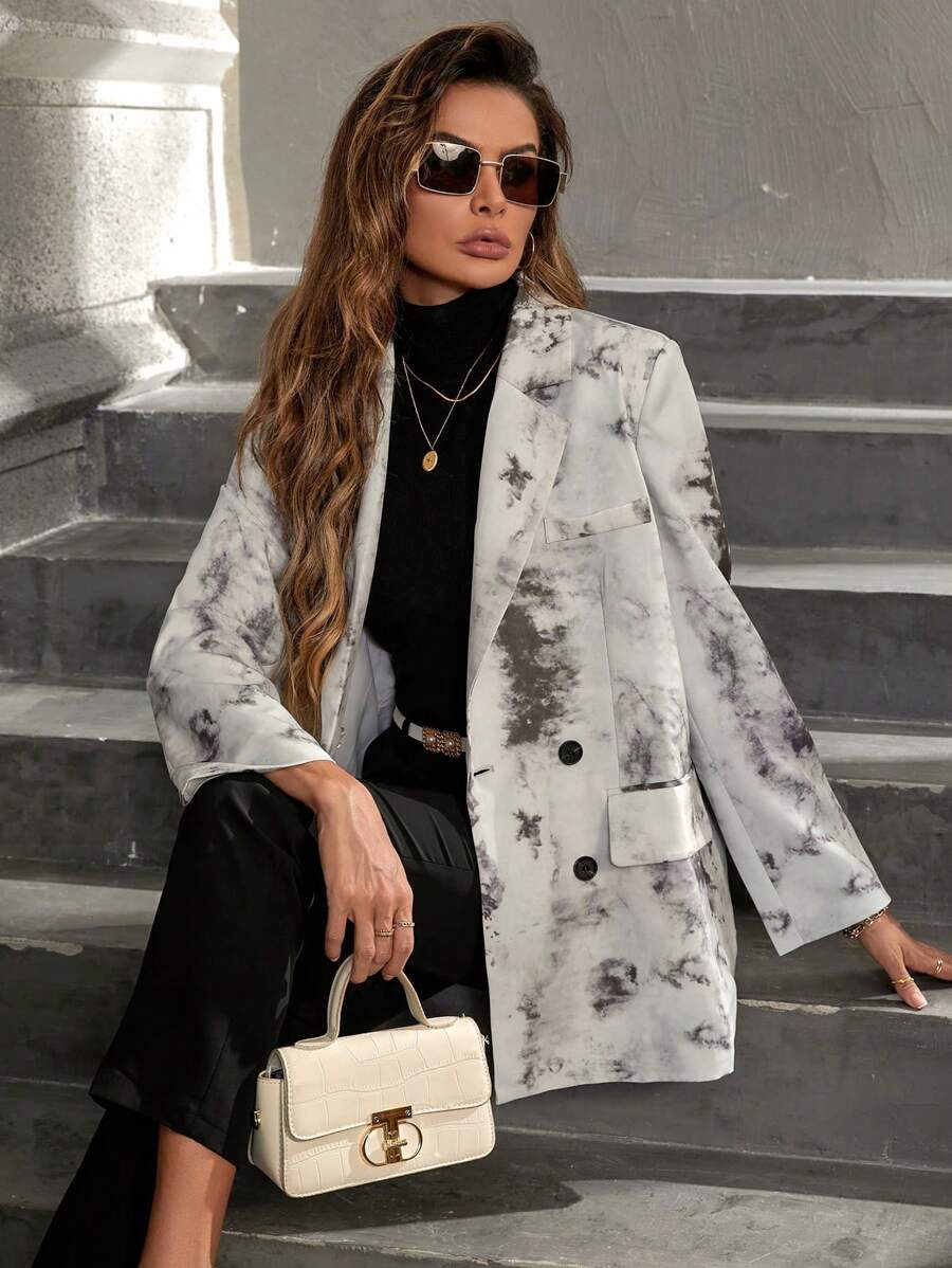 Aveloria 紮染雙排釦翻蓋細節西裝外套