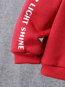 SHEIN Baby Boy Slogan Graphic Thermal Lined Hoodie & Sweatpants - Burgundy - View 4