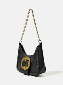 SHEIN VCAY 黑色復古腋下包 - 黑色 - 查看 9