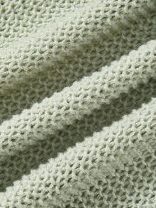 SHEIN Essnce 純色 V 領落肩毛衣 - 灰色 - 查看 5