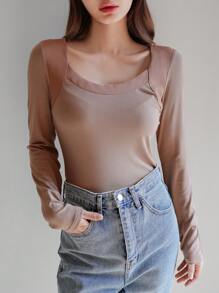 DAZY Two Tone Scoop Neck Tee Pajama