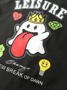 Aesthetic Post 寬鬆版式男士口號圖形拼色夾克,帶有條紋飾邊,不包含t恤 - 黑色 - 查看 8