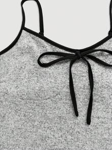 SHEIN MOD Contrast Binding Knot Front Cami Top - Multicolor - View 3