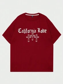 ROMWE MEN Street Life Nam In khẩu hiệu & Wing Áo thun - Đỏ - Xem 2