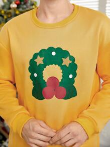 Manfinity EZcore Men Christmas Print Sweatshirt - Yellow - View 4